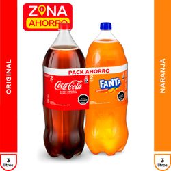 Pack Bebida Coca-Cola Original 3 L + Fanta Original 3 L