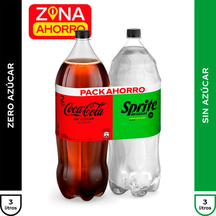 Pack Bebida Coca-Cola Zero 3 L + Sprite Zero 3 L