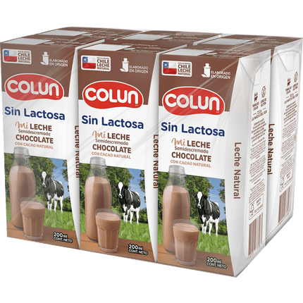 Pack 6 un. Leche Colun Sin Lactosa Chocolate 200 ml