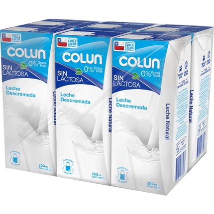 Pack 6 un. Leche Colun Sin Lactosa Descremada 200 ml