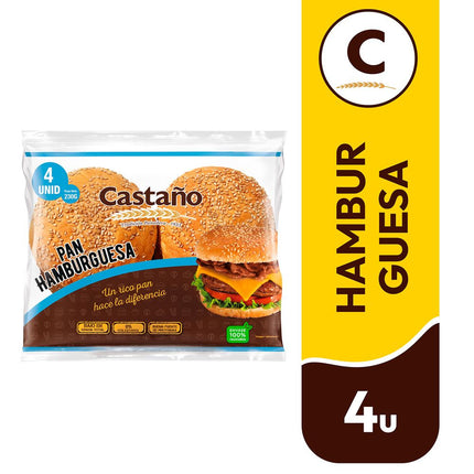 Pan de Hamburguesa Castaño 230 g 4 un.