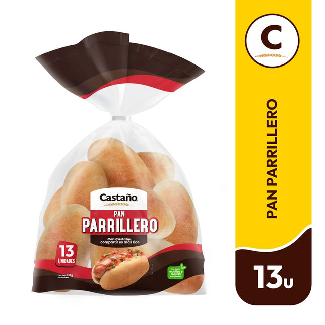Pan Parrillero Castaño 330 g 12 un.
