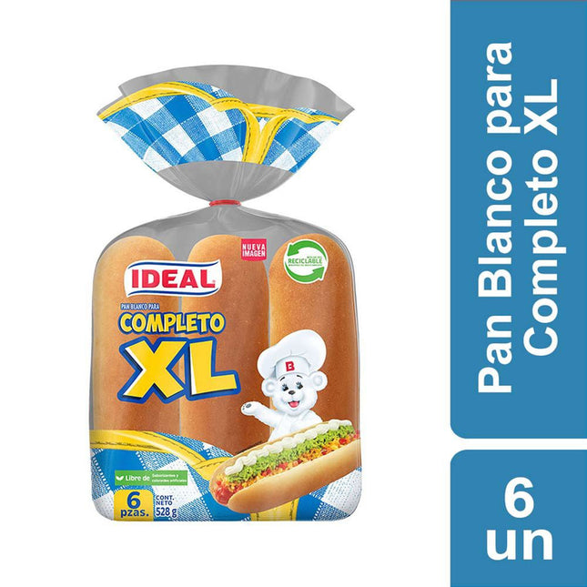 Pan de Completo Ideal XL 528 g 6 un.
