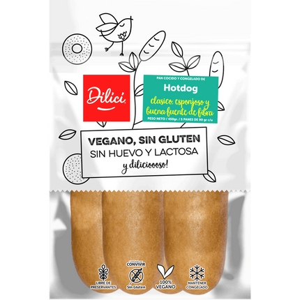Pan Hot Dog Dilici Sin Gluten 450 g