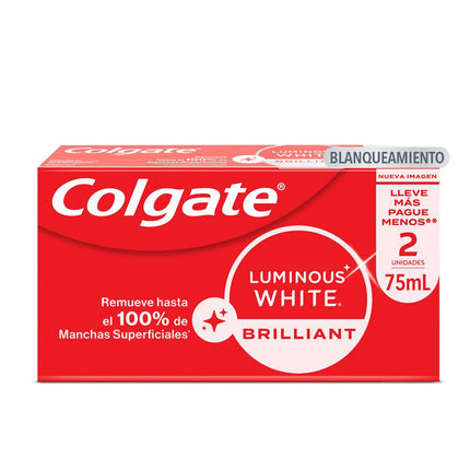 Pack 2 un. Pasta Dental Colgate Luminous White Brillant 75 ml