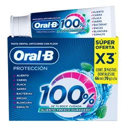 Pasta Dental Oral-B 100% 66 ml 3 un.