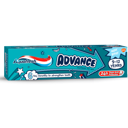 Pasta Dental Aquafresh Advance 9-12 Años 75 cc