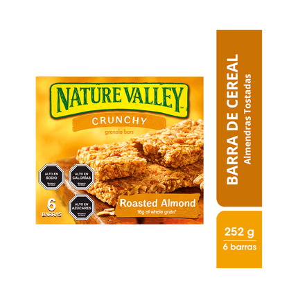 Barra de Cereal Nature Valley Caja Crujiente Sabor Almendras 6 un.