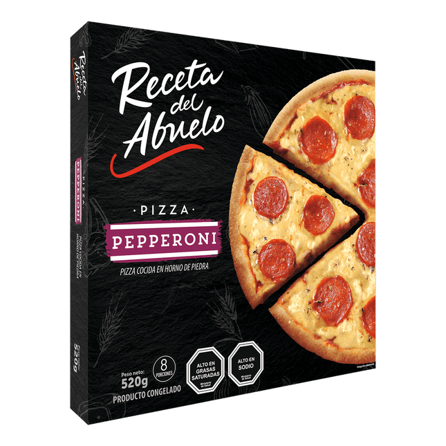 Pizza Receta Del Abuelo Pepperoni Redonda Congelada 520 g