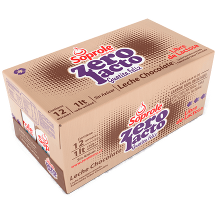 Pack 12 un. Leche Soprole Sin Lactosa Chocolate 1 L