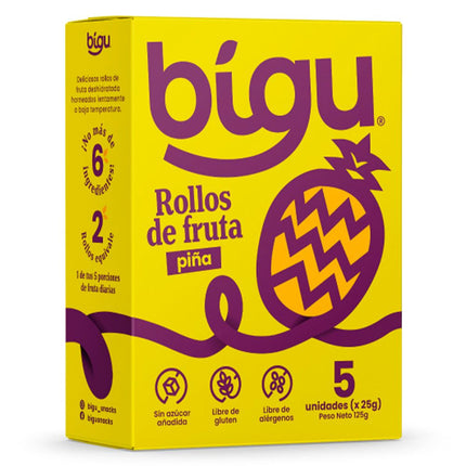 Rollos de Fruta Bigu Piña 125 g 5 un.