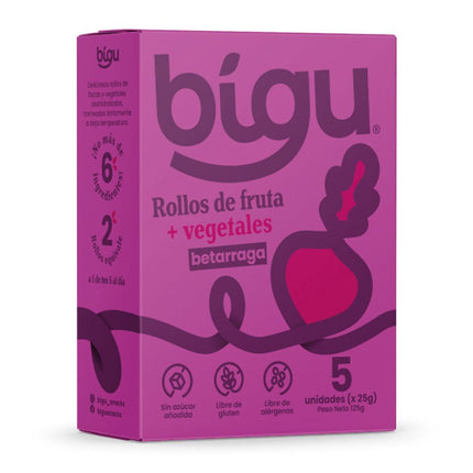 Rollos de Fruta Bigu y Betarraga 125 g 5 un.