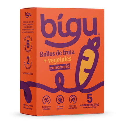 Rollos de Fruta Bigu y Zanahoria 125 g 5 un.