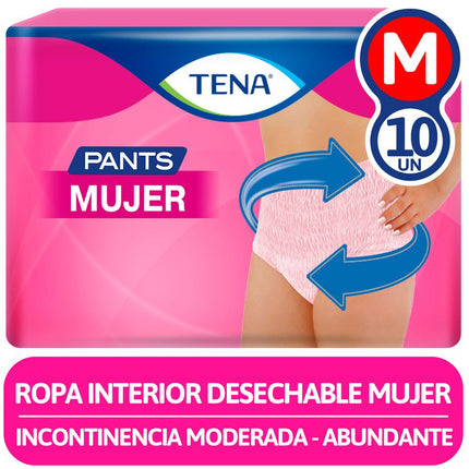 Ropa Interior Desechable Tena Pants Mujer Ch/M 10 un.