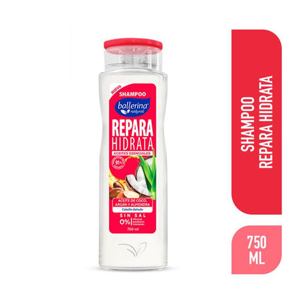 Shampoo Ballerina Repara Hidrata con Aceites Esenciales Frasco 750 ml