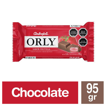 Chocolate de Leche Orly Relleno Sabor Frutilla 95 g