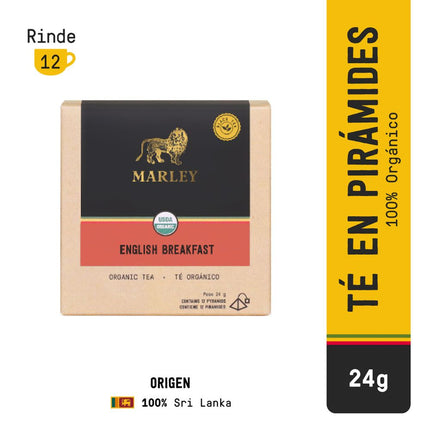 Té Negro Orgánico Marley Coffee English Breakfast 12 un.