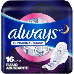 Toallas Higiénicas Always Ultrafinas Suave Noche 16 un.