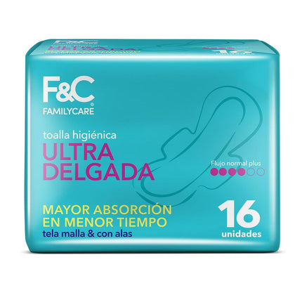 Toallas Higiénicas Family Care Ultra Invisible Malla 16 un.