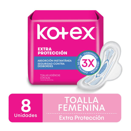 Toallas Higiénicas Kotex Extra Protección 8 un.