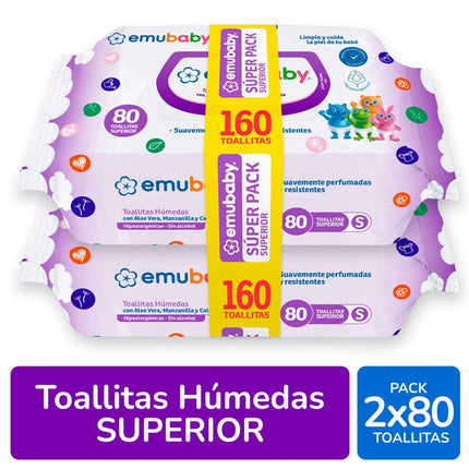 Toallas Húmedas Emubaby 2 Paquetes de 80 un.