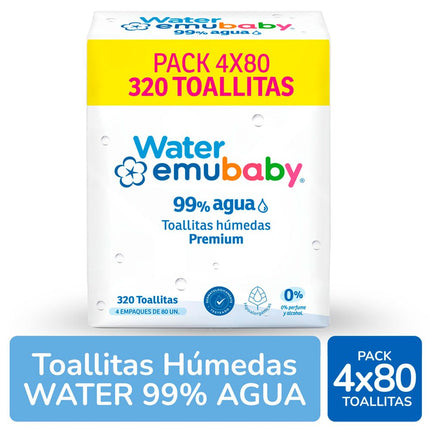 Toallas Húmedas Emubaby Water 320 un.