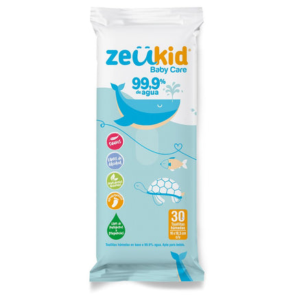 Toallas Húmedas Zeukid 99.9% Agua 30 un.