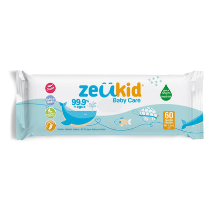 Toallas Húmedas Zeukid 99.9% Agua 60 un.