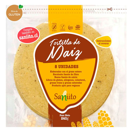 Tortillas de Maíz Saniito Sin Gluten 240 g 8 un.