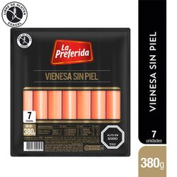 Vienesas La Preferida Sin Piel 380 g 7 un.