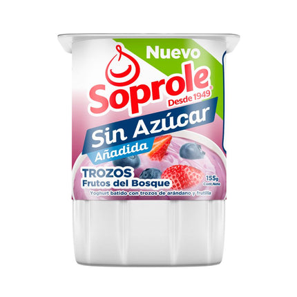 Yogurt Soprole Sin Azúcar Trozos Frutos del Bosque 155 g