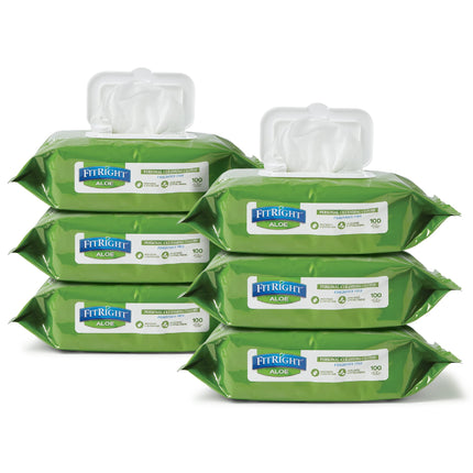 Toallitas de limpieza personal Medline FitRight 600 piezas con aloe