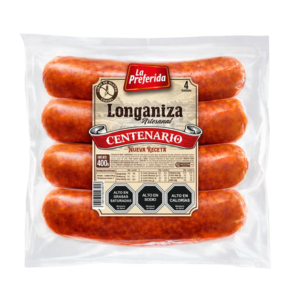 Longaniza Artesanal Centenario 4 Un, 400 g