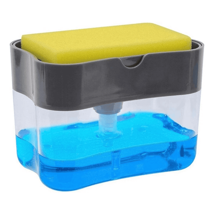 Dispensador De Jabon 2 En 1 Con Soporte De Esponja Gris