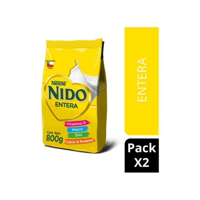 Pack leche en polvo Nido® entera bolsa 800g x2
