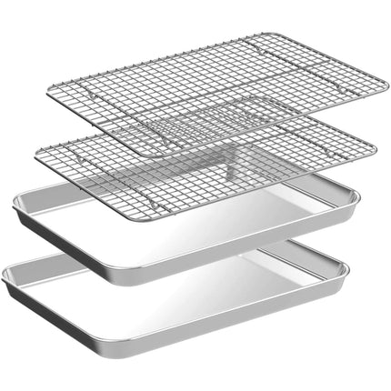 Juego de bandejas para hornear con rejilla de refrigeración CEKEE de acero inoxidable