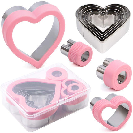 Juego De Cortadores De Galletas Heart De Acero Inoxidable 9 Piezas