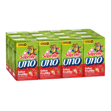 Bebida Láctea Probiótico UNO Sabor Frutilla Pack 12 Caja, 80 ml | Apishop