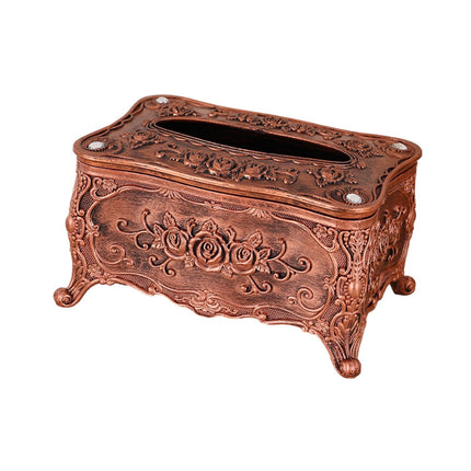 Caja De Pañuelos Cubierta Contenedor Papel Higiénico Soporte Para Dormitorio Tocador Encimera Pequeño Bronce Rojo