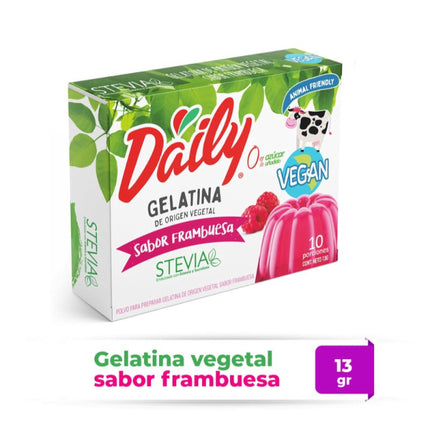 Gelatina Vegana Frambuesa, 13 g - Daily | Apishop