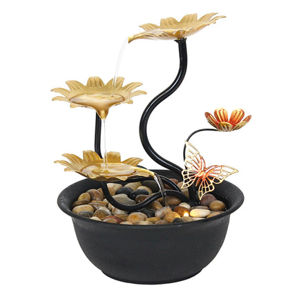 Fuente De Agua De Mesa Adorno De Cascada Luces LED Sala De Estar USB