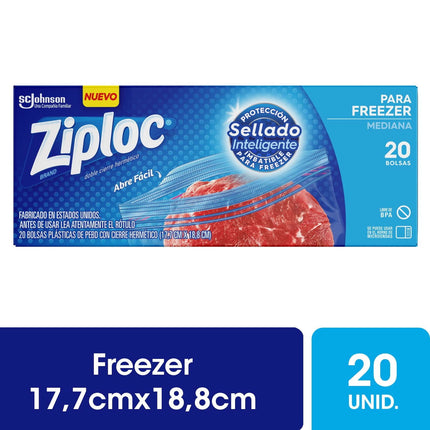 Bolsas Herméticas Doble Cierre  para Freezer Medianas 17,7 cm x 18,8 cm, 20 Un
