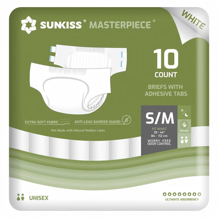 Pañales Sunkiss Masterpiece unisex para adultos, tamaño pequeño/mediano, 10 unidades