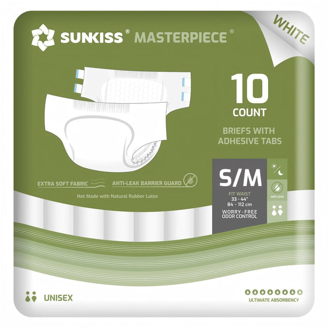 Pañales Sunkiss Masterpiece unisex para adultos, tamaño pequeño/mediano, 10 unidades