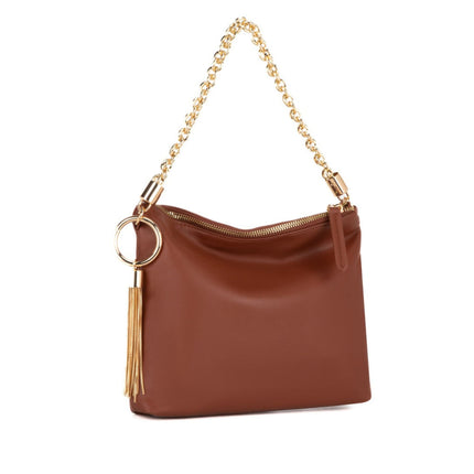 Bolso de Hombro para Mujer, MKF Collection, Versátil Bolso de Mano en Cuero Vegano, Elegante y Funcional - Cognac