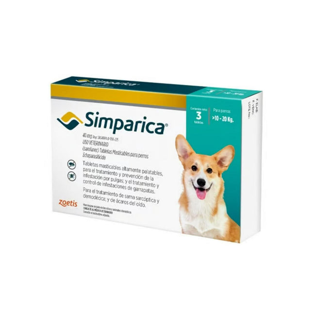Simparica para Perros 10 a 20 kg | 3 Comprimidos