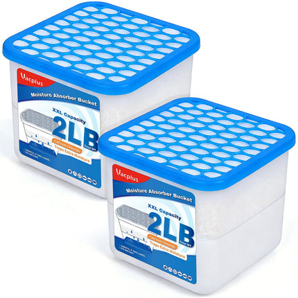 Absorbedor de humedad Vacplus de 1 kg, cubeta, 2 paquetes con cloruro de calcio