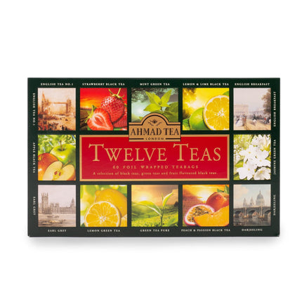 Caja de regalo de té Ahmad Tea Twelve Teas, 60 bolsitas, sin gluten