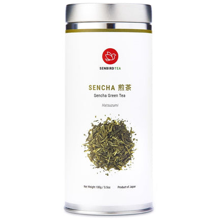 Té de hojas sueltas Senbird Premium Sencha de 100 g en lata hermética