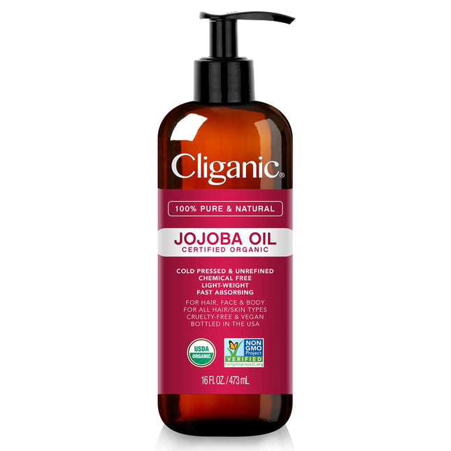Aceite de jojoba Cliganic, 473 ml, orgánico del USDA, con bomba para rostro y cabello